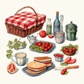 beautiful Picnic blanket clipart illustration