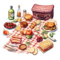 beautiful Picnic blanket clipart illustration