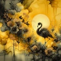 An elegant illustration features a stylized bird Royalty Free Stock Photo