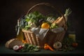 Beautiful picture of a basket of vegetables .