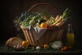 Beautiful picture of a basket of vegetables .