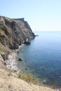 Beautiful picture of blue sea with mountains near