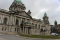 Beautiful Picture of City Hall in Belfast Northern Ireland, with a gloomy sky and dark clouds