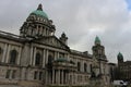 Beautiful picture of city hall in Belfast Northern Ireland, with a gloomy sky and dark clouds