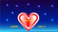 A beautiful picture with fireworks, a heart and a decorative inscription Happy Valentine`s day!!!.