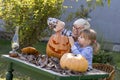 Beautiful picture of a grandmother with her grandchild getting ready for the Halloween