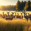 A beautiful picture of a herd of deer,AI generated