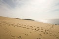 Beautiful picture of the highest sanddune of europe with a sunset, Dune of Pyla or Pilat. Royalty Free Stock Photo