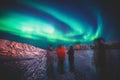 Beautiful picture of massive multicolored green vibrant Aurora Borealis, also known as Northern Lights, Sweden, Lapland Royalty Free Stock Photo