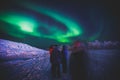 Beautiful picture of massive multicolored green vibrant Aurora Borealis, also known as Northern Lights, Sweden, Lapland Royalty Free Stock Photo