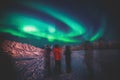 Beautiful picture of massive multicolored green vibrant Aurora Borealis, also known as Northern Lights, Sweden, Lapland Royalty Free Stock Photo