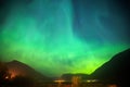 Beautiful picture of massive multicolored green vibrant Aurora Borealis, Aurora Polaris, also know as Northern Lights in Norway Royalty Free Stock Photo