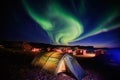 Beautiful picture of massive multicolored green vibrant Aurora Borealis, Aurora Polaris, also know as Northern Lights in Norway Royalty Free Stock Photo