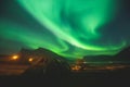 Beautiful picture of massive multicolored green vibrant Aurora Borealis, Aurora Polaris, also know as Northern Lights in Norway Royalty Free Stock Photo