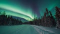 Beautiful picture of massive multicolored green vibrant Aurora Borealis v8