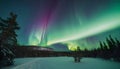 Beautiful picture of massive multicolored green vibrant Aurora Borealis v4