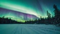 Beautiful picture of massive multicolored green vibrant Aurora Borealis v3