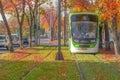 Imperio tramway in Bucharest, line 10 tram stb in autumn season.