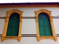 Detail of the windows of a colonial house