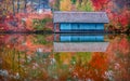 Wooden house view on the lake Royalty Free Stock Photo