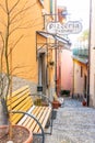 Beautiful picturesque and colorful old town street in Bellagio city, Como lake, Italy