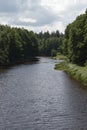 Beautiful view, river, nature, forest, clouds. Royalty Free Stock Photo