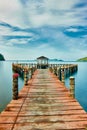 Beautiful pier with love shape. West Sumatra, Indonesia Royalty Free Stock Photo