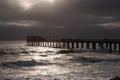 Beautiful pier at namibian coastline at night. Namibia Royalty Free Stock Photo