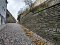 Beautiful Pikk jalg cobblestone road in Tallinn Royalty Free Stock Photo