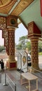 Beautiful pillars of global Vipassana Pagoda entrance India