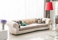 beautiful pillow on sofa Royalty Free Stock Photo