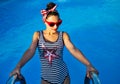 Beautiful pin up girl near the swimming pool Royalty Free Stock Photo