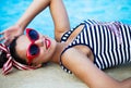 Beautiful pin up girl near the swimming pool Royalty Free Stock Photo