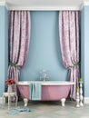 Beautiful pink bath against a blue background Royalty Free Stock Photo