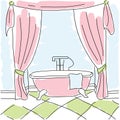 Beautiful pink bath against a blue background Royalty Free Stock Photo