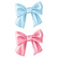 Beautiful pink and blue bow isolated on white Royalty Free Stock Photo