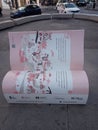 beautiful pink book in the city of Madrid to encourage reading for the people of Madrid