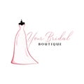 Beautiful Pink Bridal Boutique Logo, Wedding Dresses Logo, Sign, Icon, Mannequin, Fashion, Beautiful Bride, Vector Design Royalty Free Stock Photo