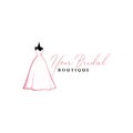 Beautiful Pink Bridal Gown Boutique Logo, Wedding Dresses Logo, Sign, Icon, Mannequin, Fashion, Beautiful Bride, Vector Design Royalty Free Stock Photo