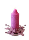 Beautiful pink candle on white