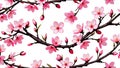 Beautiful pink cherry blossom on a pure white background, emphasizing its delicate and elegant features Royalty Free Stock Photo