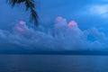 beautiful pink cloud in blue sky at sunrise