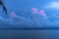 beautiful pink cloud in blue sky at sunrise