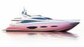 Pink And White Yacht Render On White Background