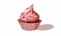 Beautiful pink cupcake with stars and chocolate