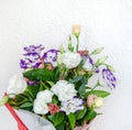 Beautiful pink eustoma flowers isolated on white background