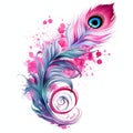 beautiful pink feather of a peacock clipart illustration Royalty Free Stock Photo