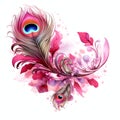 beautiful pink feather of a peacock clipart illustration Royalty Free Stock Photo