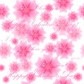 Beautiful pink flower background. Seamless pattern. Vector illus Royalty Free Stock Photo