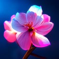 Beautiful pink flower on a dark blue background. Abstract background. generative AI Royalty Free Stock Photo